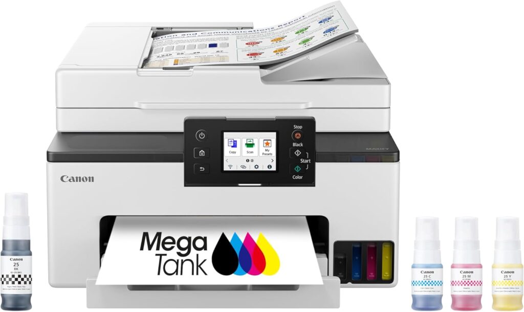Canon Megatank GX2020 All-in-One Wireless Supertank [Megatank] Printer | Print, Copy and Scan| Mobile Printing |2.7 LCD Color Touchscreen | Auto Document Feeder and Auto Duplex Printing
