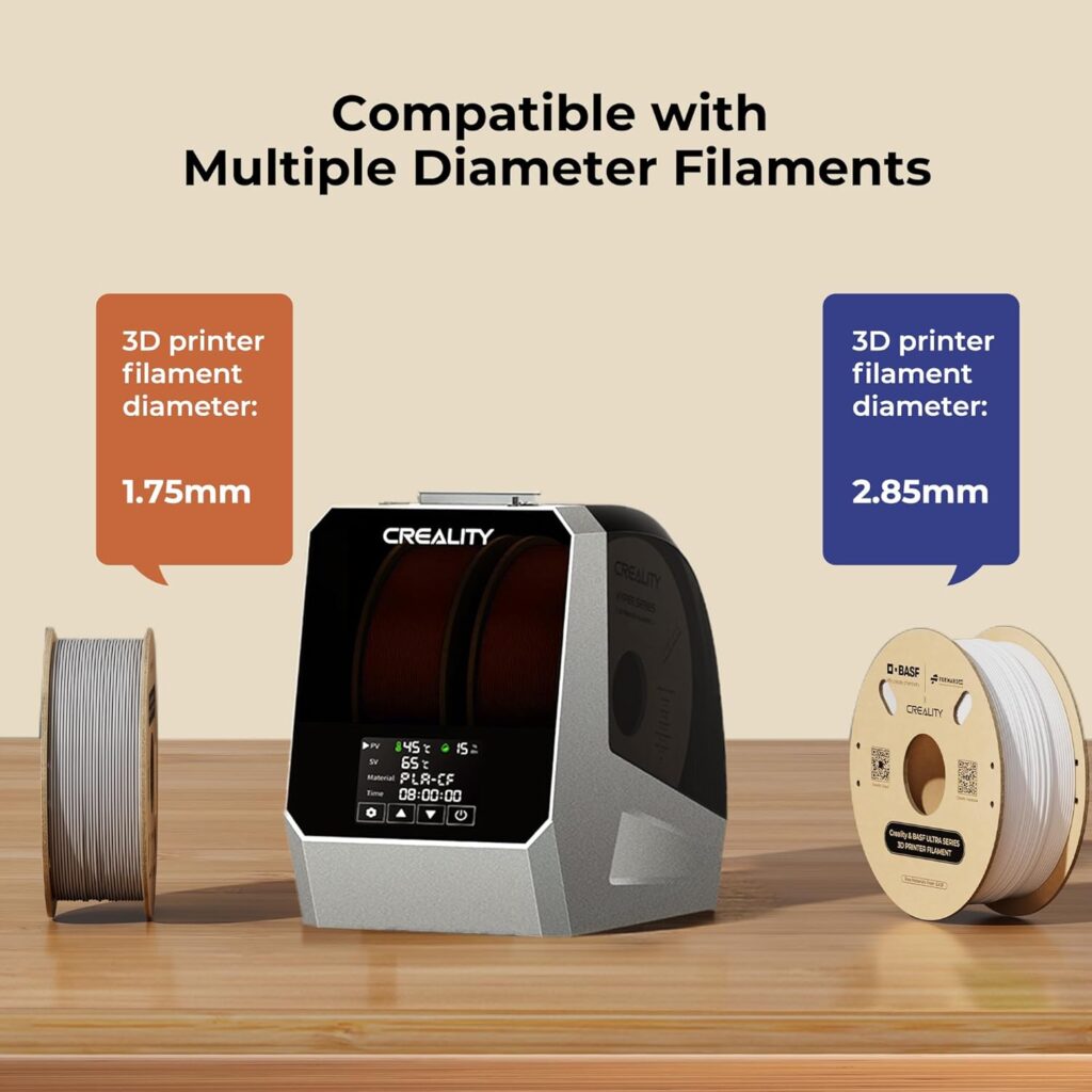 Creality Filament Dryer Box,Dual-Spool Creality Space Pi Filament Dryer Plus with 360° Fast Heating  PTC Heater,4 Touch Screen,Compatible PLA,Silk PLA,ABS,PETG,TPU,Nylon,ASA,PC,PA  More