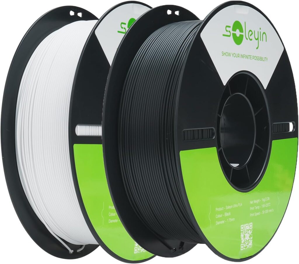 Cregrant3D Soleyin Filament 1.75mm Ultra PLA Filament for 3D Printing High Speed 30-300mm/s Accuracy +/- 0.02mm, (2.2lbs), Fit Most FDM 3D Printer, Soleyin by Creality Filament Black and White