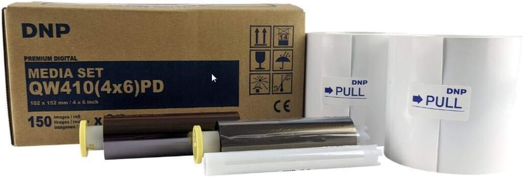 DNP QW410 4.5-inch Dye-Sublimation Professional Photo Printer Essential Bundle with 4x6-inch Digital Media, 2 Rolls (300 Total Prints)