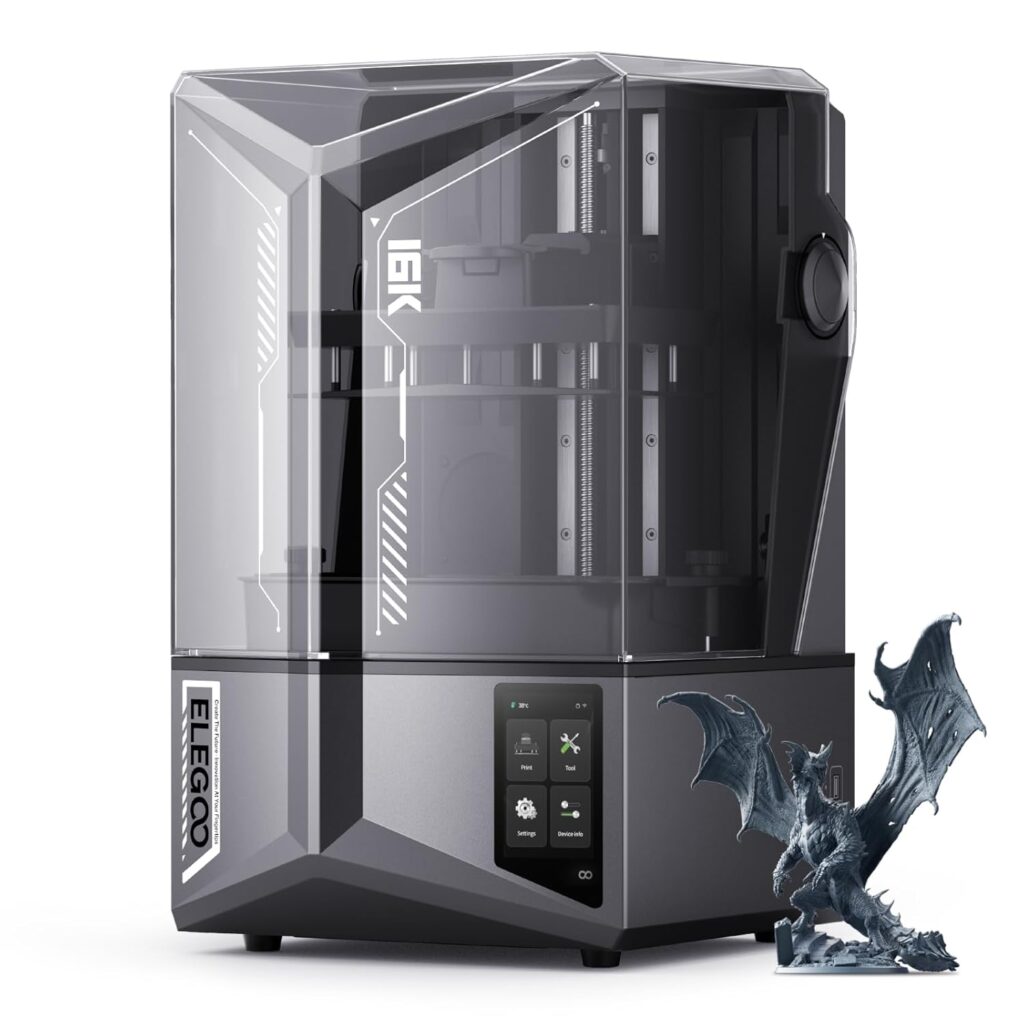 ELEGOO Saturn 4 Ultra 16K Resin 3D Printer with 10 16K Mono LCD and Flip-up Lid, Smart Tank Heating at 30 ｰC, 150mm/h High Speed Printing, Large Printing Size of 8.33x4.66x8.66 Inches