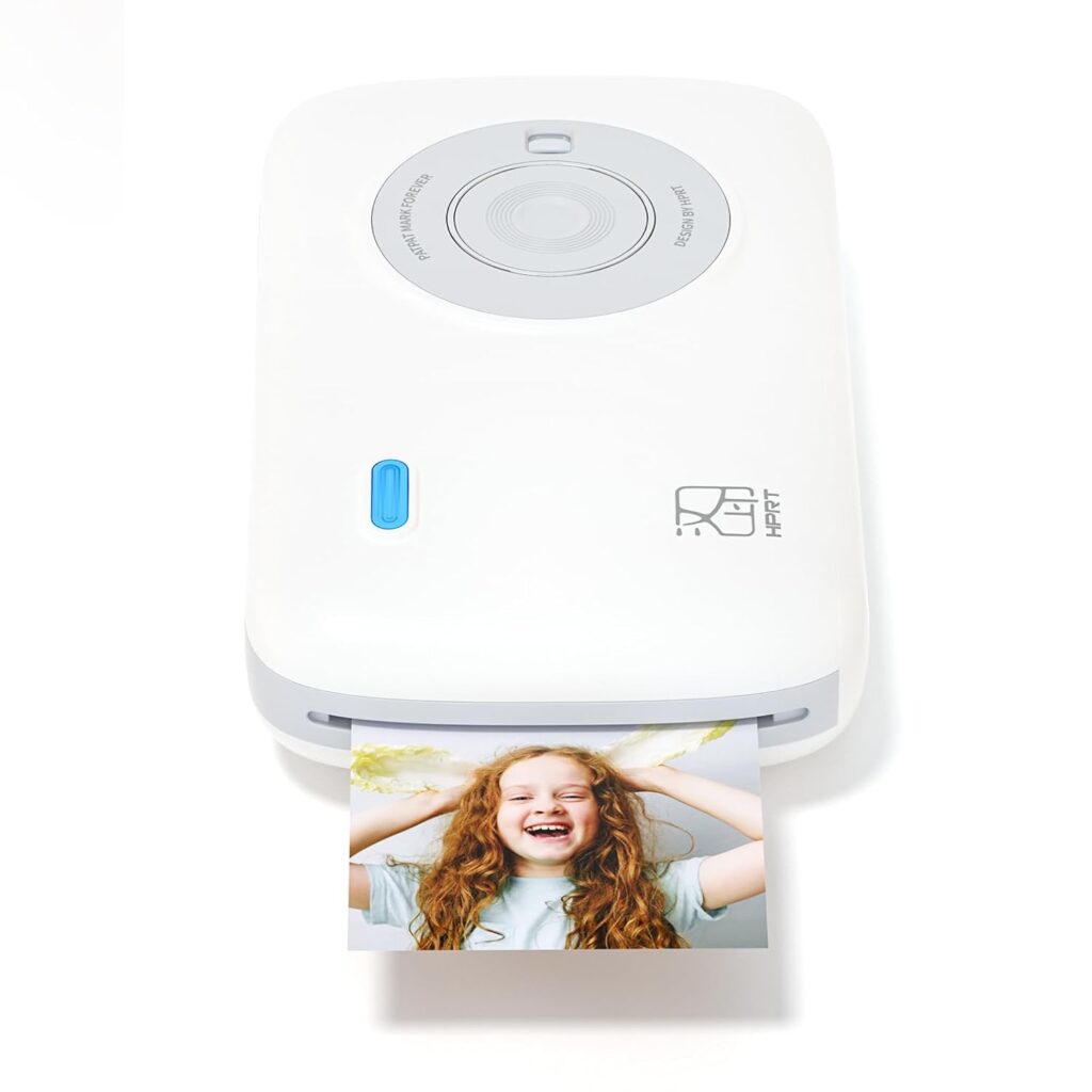 HPRT CP2100 Portable Photo Printer for iPhone, Wireless Picture Printer for Smartphone, 2x3 Mobile Photo Mini Color Printer, Instant Thermal Dye Sublimation Tech, Bluetooth (White-Grey)