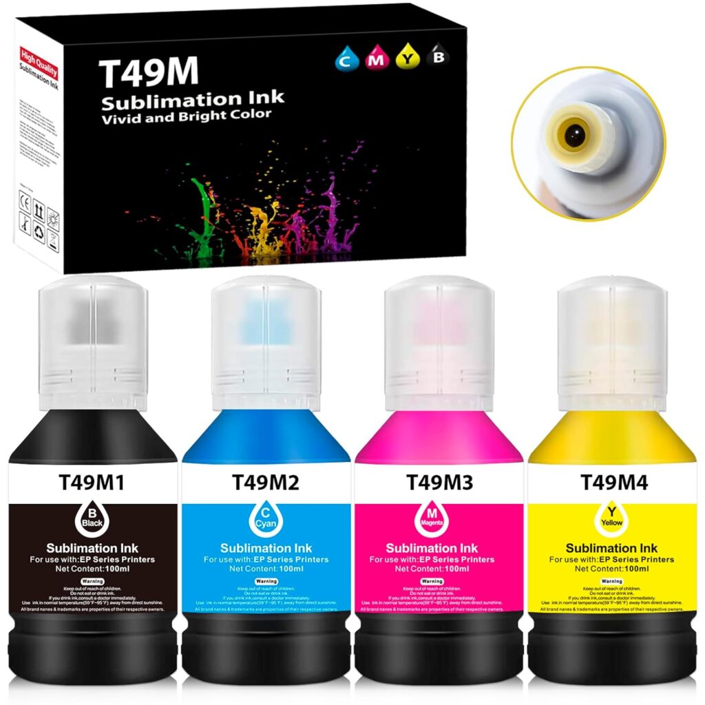 4x140ml T49M Autofill Sublimation Ink Compatible for SureColor F170 F570 Dye-Sublimation Printers (T49M1 T49M2 T49M3 T49M4, 4 Pack)