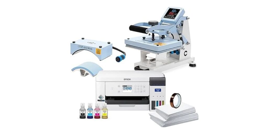 Epson F170 Sublimation Printer Bundle with Craft Express Combo Heat Press & Baseball Cap Attachment