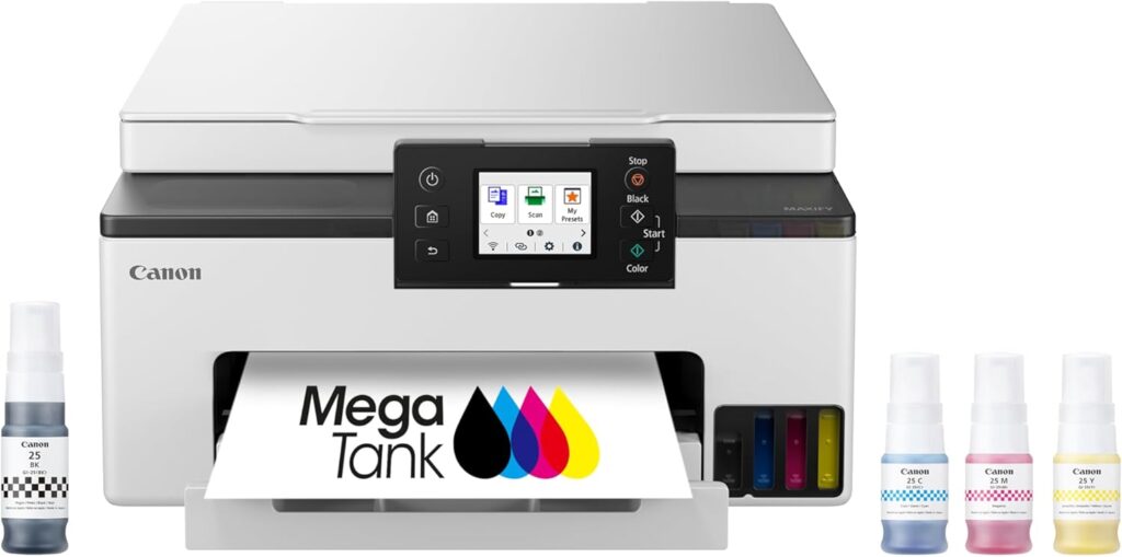 Canon Megatank GX1020 All-in-One Wireless Supertank [Megatank] Printer | Print, Copy and Scan| Mobile Printing |2.7 LCD Color Touchscreen | Auto Duplex Printing