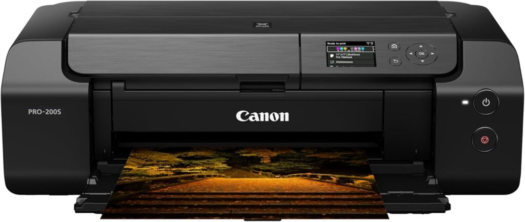 Canon PIXMA PRO-200S Professional 13 Wireless Inkjet Photo Printer with 3.0 Color LCD Monitor, 8-Color Dye-Based Ink, Black