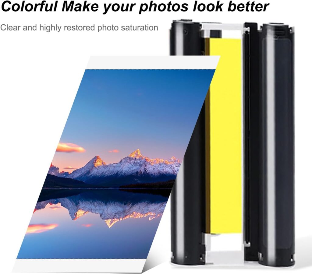 Compatible with Amber M100/M200 4x6 Photo Printer 40 Sheets Photo Paper  1 Ink Cartridges Refill,Waterproof/Antioxidant/Non fading,for DHP512/DHP513 Photo Printer
