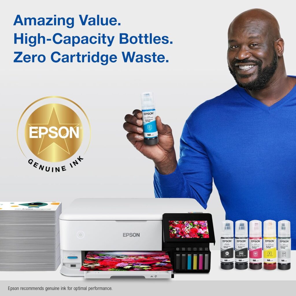 EPSON 552 EcoTank Ink Ultra-high Capacity Bottle Five Color Combo Pack (T552920-S) Works with EcoTank Photo ET-8500, ET-8550