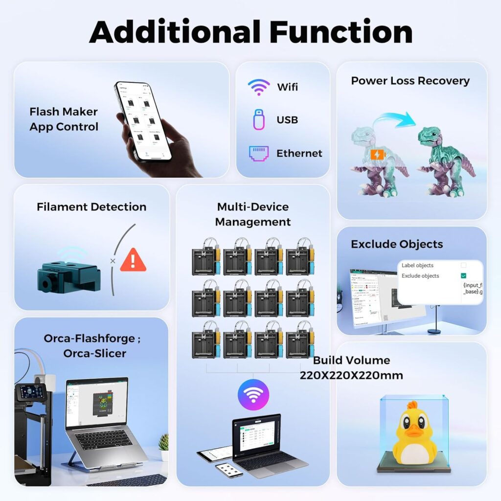 FLASHFORGE Adventurer 5M 3D Printer,600mm/s Max Speed Core XY 3D Printers with Auto Leveling,280°C Direct Extruder, 3s Detachable Nozzle, Dual-Sided PEI Platform,Dual Cooling, for Home,Kids,Beginners