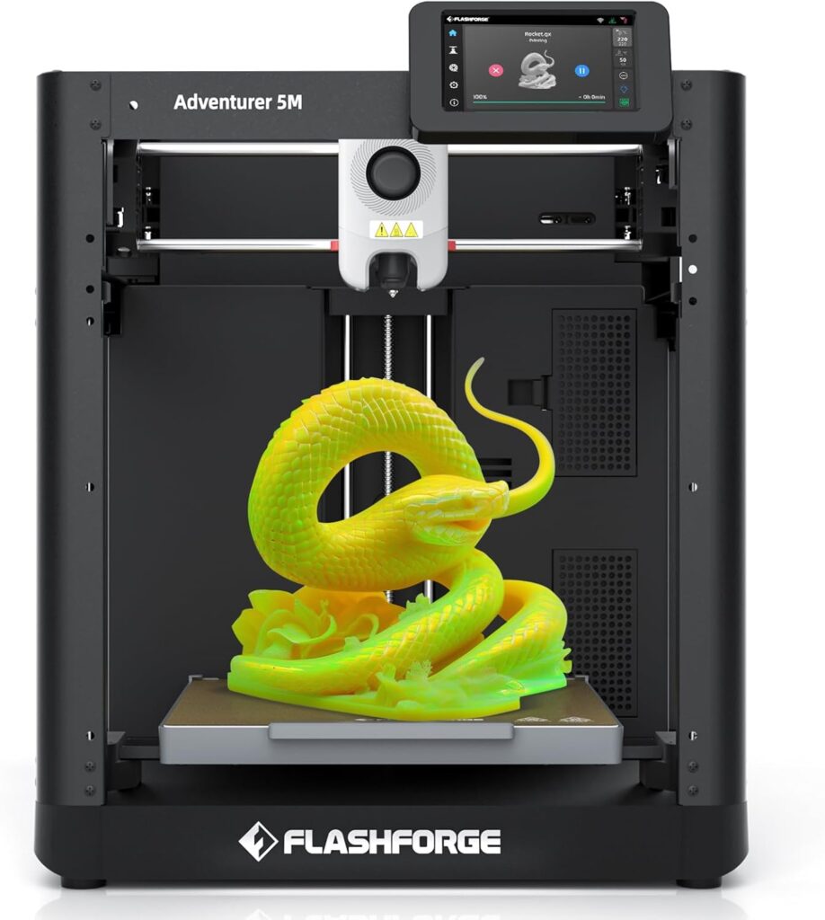 FLASHFORGE Adventurer 5M 3D Printer,600mm/s Max Speed Core XY 3D Printers with Auto Leveling,280°C Direct Extruder, 3s Detachable Nozzle, Dual-Sided PEI Platform,Dual Cooling, for Home,Kids,Beginners