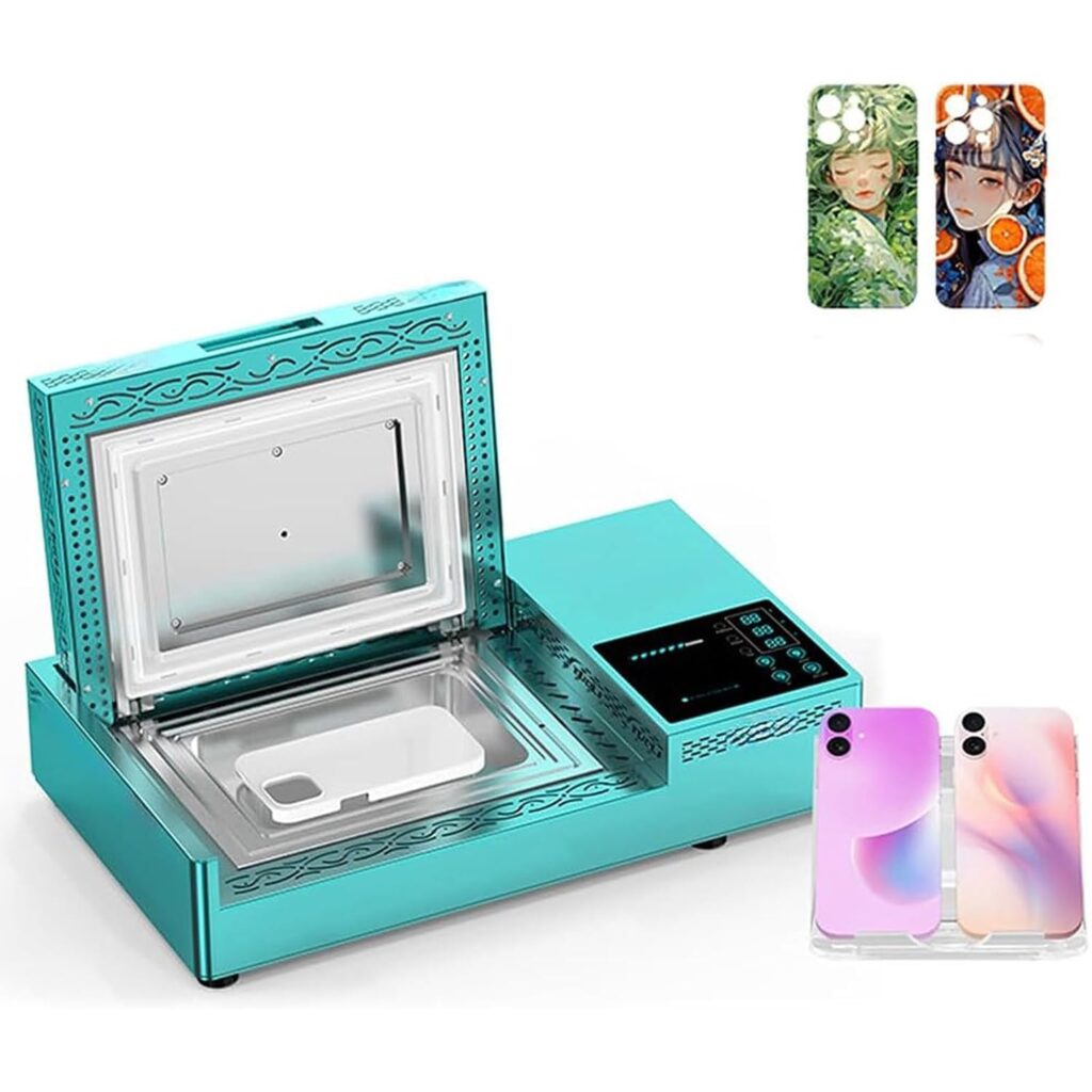 Heat Press Machine, Heat Transfer Machine with 2 Shell Molds  20 Mobile Phone Cases,180°C Fast Heat Effect Color Photo Printer,3D Sublimation Heat Press Machine,for All Mobile Phone Cases Models