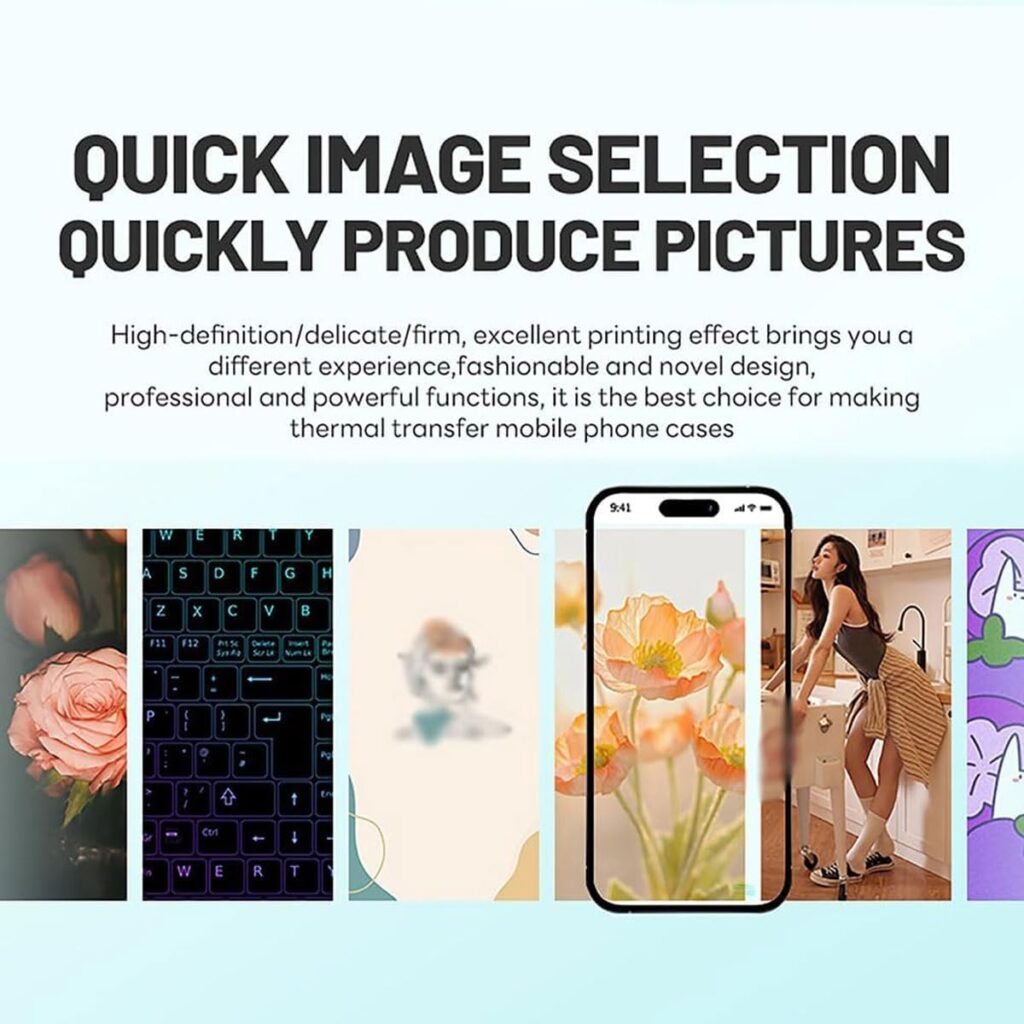 Heat Press Machine, Heat Transfer Machine with 2 Shell Molds  20 Mobile Phone Cases,180°C Fast Heat Effect Color Photo Printer,3D Sublimation Heat Press Machine,for All Mobile Phone Cases Models