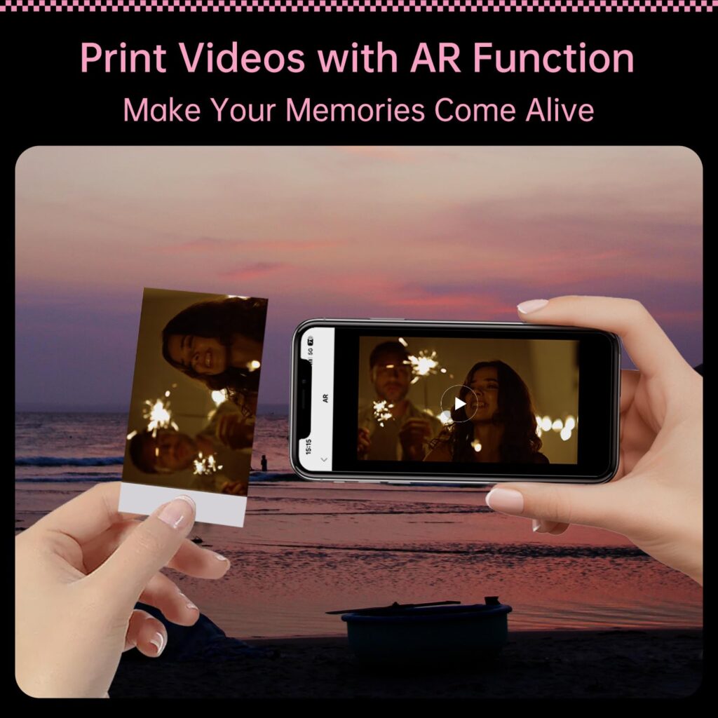 HPRT CP2100 Portable Photo Printer for iPhone  Android, 2 * 3 Instant Color Mini Printer, Bluetooth 5.0, Type-C Charging, Dye-Sublimation Tech, Initial 10 Sheets Included (Grey)