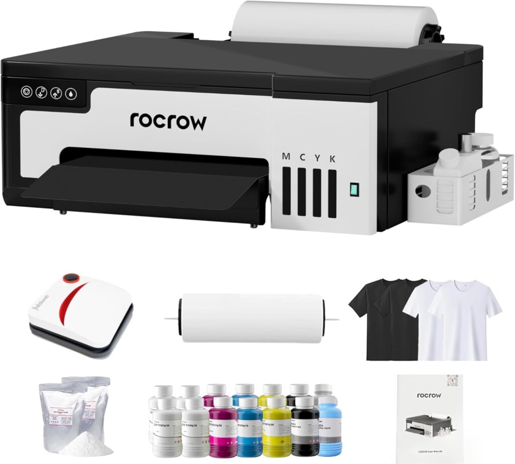 InkSonic A4 L8058 DTF Printer Bundle, XP600 DTF Printer Machine with Powder Shaker  Dryer for DIY T Shirt Printing, White Ink Mixing, Auto Curing, Custom Printing  Auto Cleaning for DIY, L8