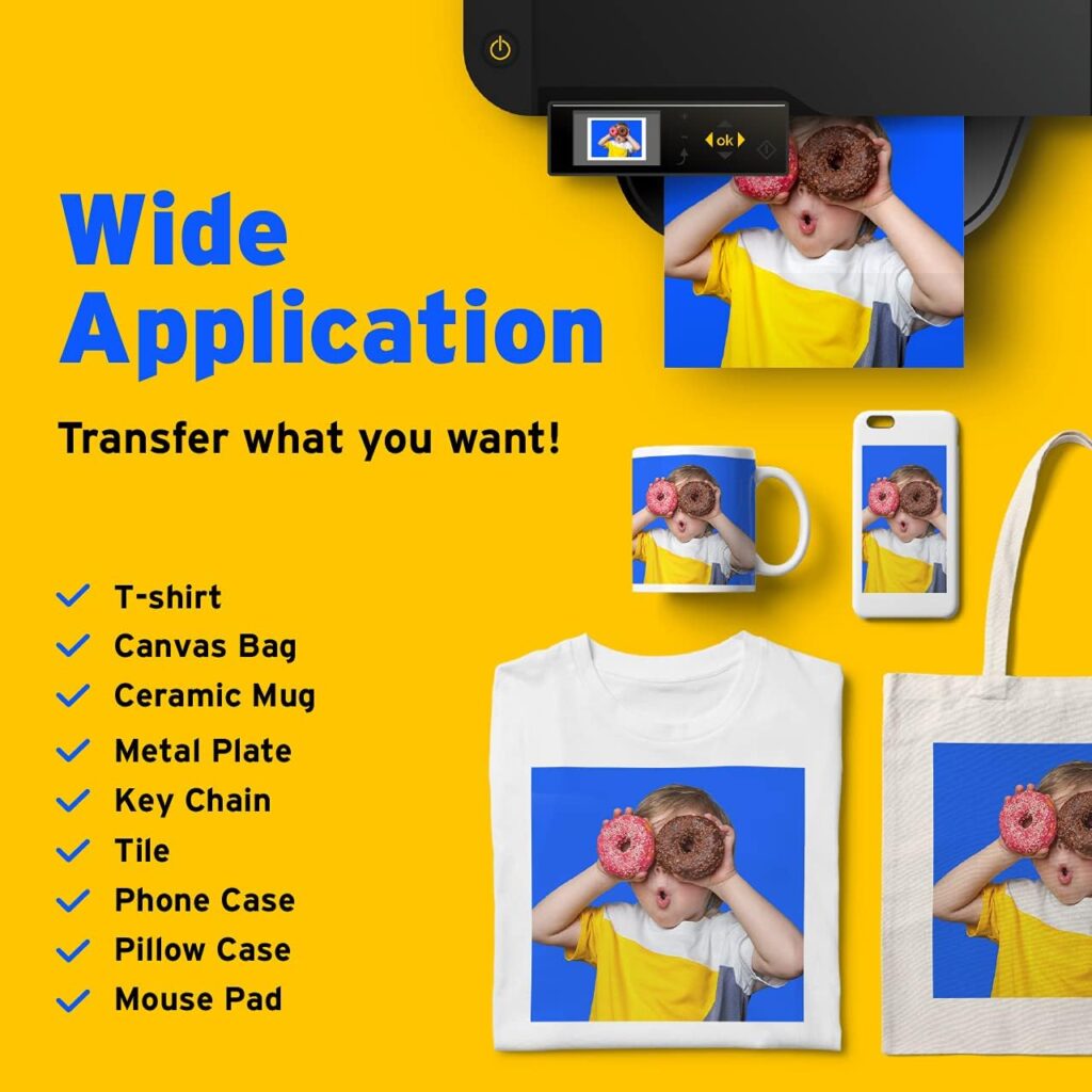Printers Jack Sublimation Paper - Heat Transfer Paper 100 Sheets 8.3 x 11.7 for Any Epson HP Canon Sawgrass Inkjet Printer with Sublimation Ink for T shirt Mugs DIY