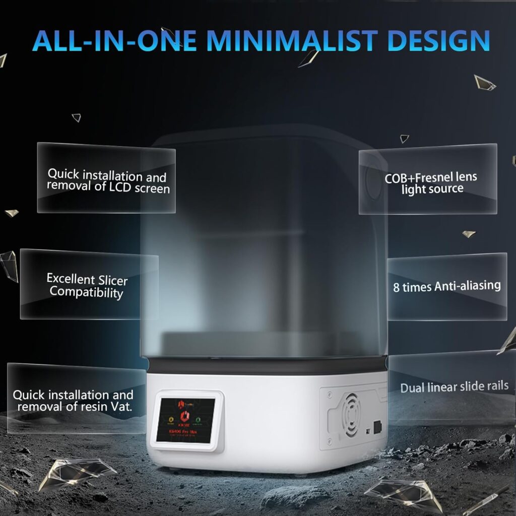 Resin 3D Printer, 4K Resolution, Equipped with 6.6 Inch Monochrome Screen, 145x90x150mm Build Volume Printing Size, Higher Resolution Resin Printer