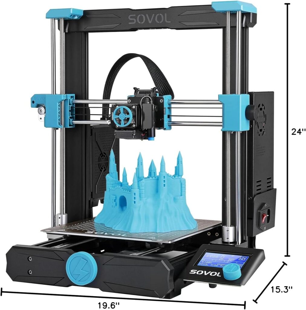 Sovol Zero 3D Printer, 1200mm/s High Speed CoreXY 3D Printers with Eddy Scanning  Pressure Sensing, 350℃ Nozzle  120℃ Heated Bed Heating, XYZ Full Linear Rails Open Source Build Volume 6X6X6in