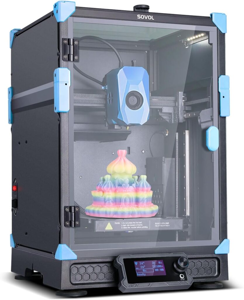Sovol Zero 3D Printer, 1200mm/s High Speed CoreXY 3D Printers with Eddy Scanning  Pressure Sensing, 350℃ Nozzle  120℃ Heated Bed Heating, XYZ Full Linear Rails Open Source Build Volume 6X6X6in
