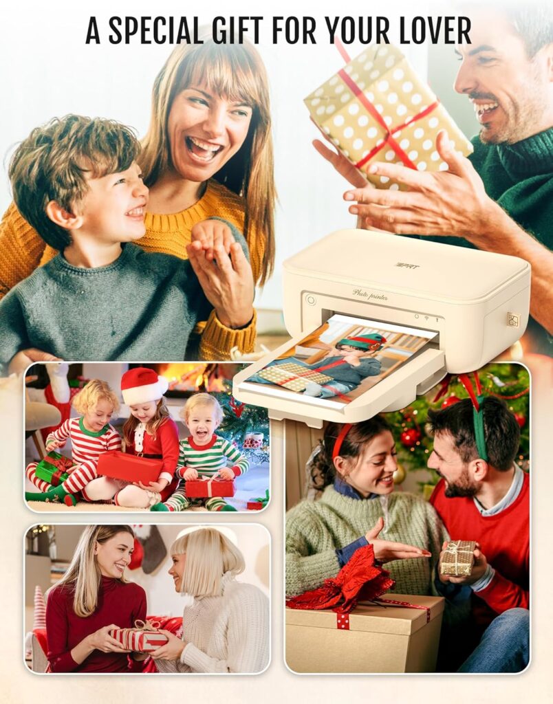 4x6 Photo Printer, CP4100 Photo Printer for iPhone  Android with 108 Sheets  2 Cartridges, Wi-Fi Wireless Portable Picture Printer, Instant Print Photos, Dye Sublimation, Beige