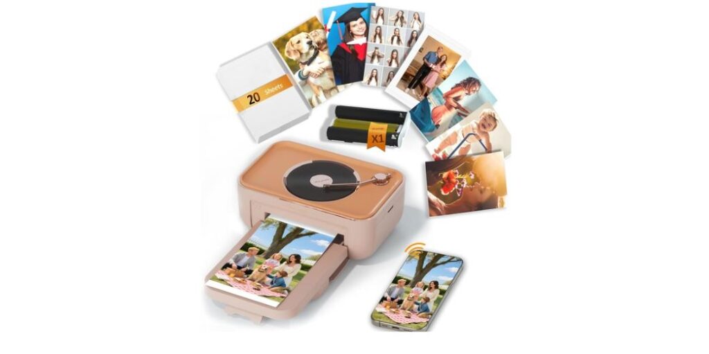 PRT 4x6 Photo Printer, Phone Printer with 20 Sheets & 1 Ribbon, Wireless Instant Picture Printers for iOS Android, Thermal Dye Sublimation, Home Use, Wi-Fi, AR Video, Fun App