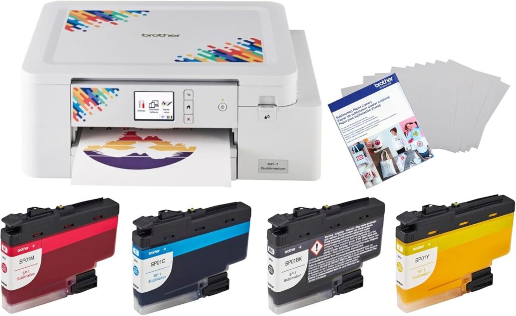 Brother Sublimation Printer, 4-Color Sublimation Ink Cartridges and 100 Sheets Sublimation Paper