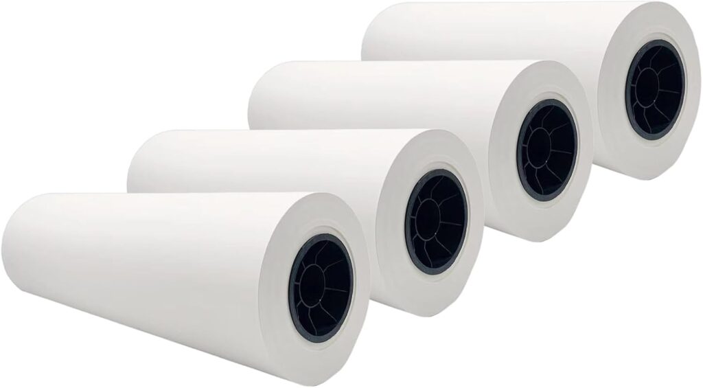 CALCA 4 Rolls Fast Dry Sublimation Paper Roll 24in x 164ft Dye Sublimation Paper Roll 2 Core Heat Transfer Paper for E P Son F570 printer (24in x 164ft x 4Rolls, 95gsm)