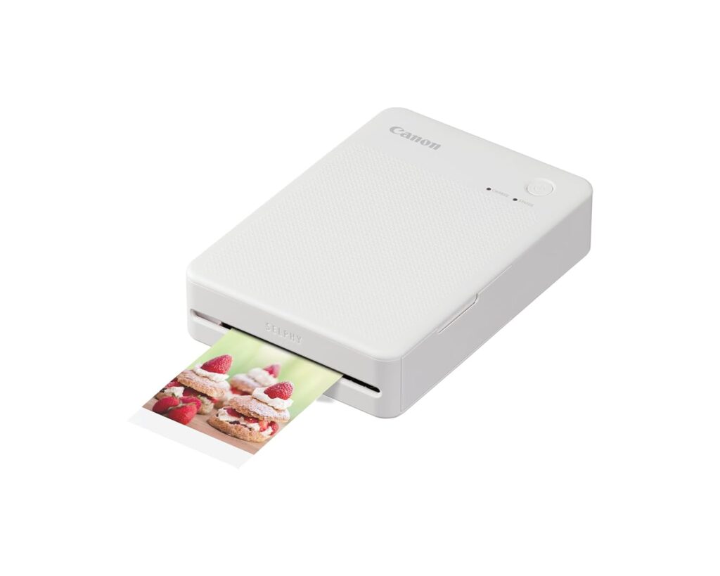 Canon SELPHY QX20 Wireless Compact Photo Printer, Dye‑Sublimation Color Printing, Prints 2.1x3.4/2.7x2.7 Card  Square Sizes, Built‑in Battery  Wi‑Fi, Portable Travel  Selfie Printer, White