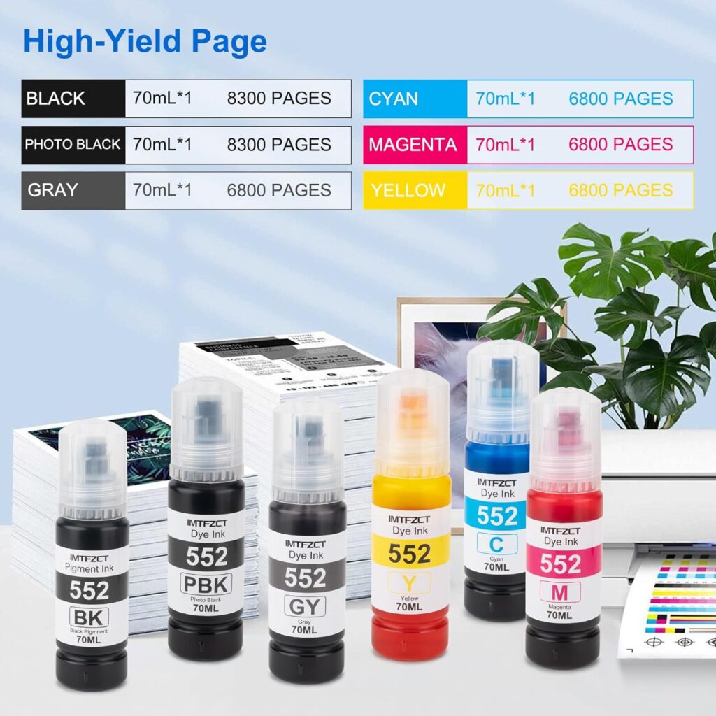 Compatible Epson T522 522 Ink Refill Bottles for ET-2803 ET-2720 ET4800 ET-2800 ET-2760 ET-4760 ET-2750 ET-3760 ET-2850 ET-15000 ET-4700 ST-4000 ST-2000 ET-3710 Printer(3BK C M Y)