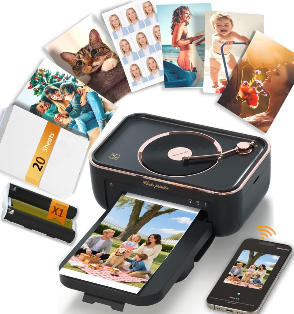 CP6000 Photo Printer 4x6, Full Color Picture Printer, Wi-Fi Wireless Instant Photo Printers for Home Use (20 Papers  1 Ribbon) for iOS Android, Thermal Dye Sublimation, AR Video, Fun App, Pink