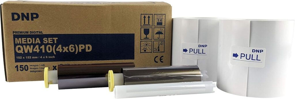 DNP QW410 4.5 Dye Sublimation Printer with WCM Plus Wi-Fi Module and 4x6 Printer Media Kit