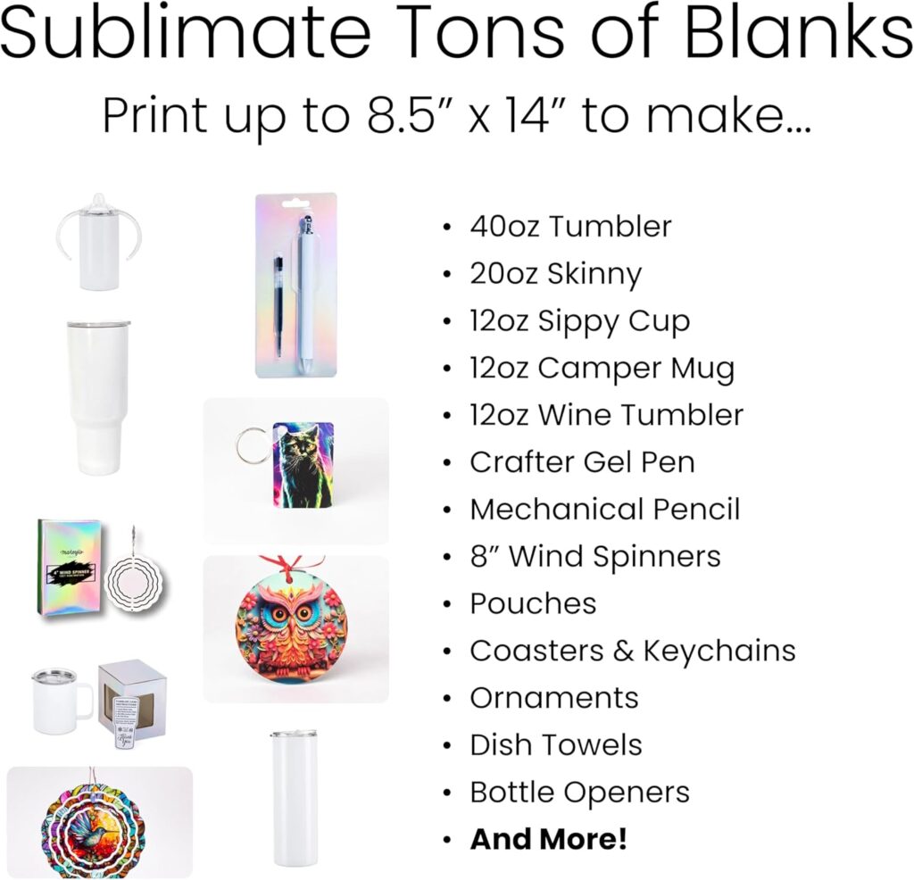 Epson Surecolor F170 Sublimation Starter Kit – Printer with CMYK Ink Set, Design Pack, 10 Sublimation Tumbler Pack, Sublimation Paper, Tape – Perfect for Beginners  Small Business