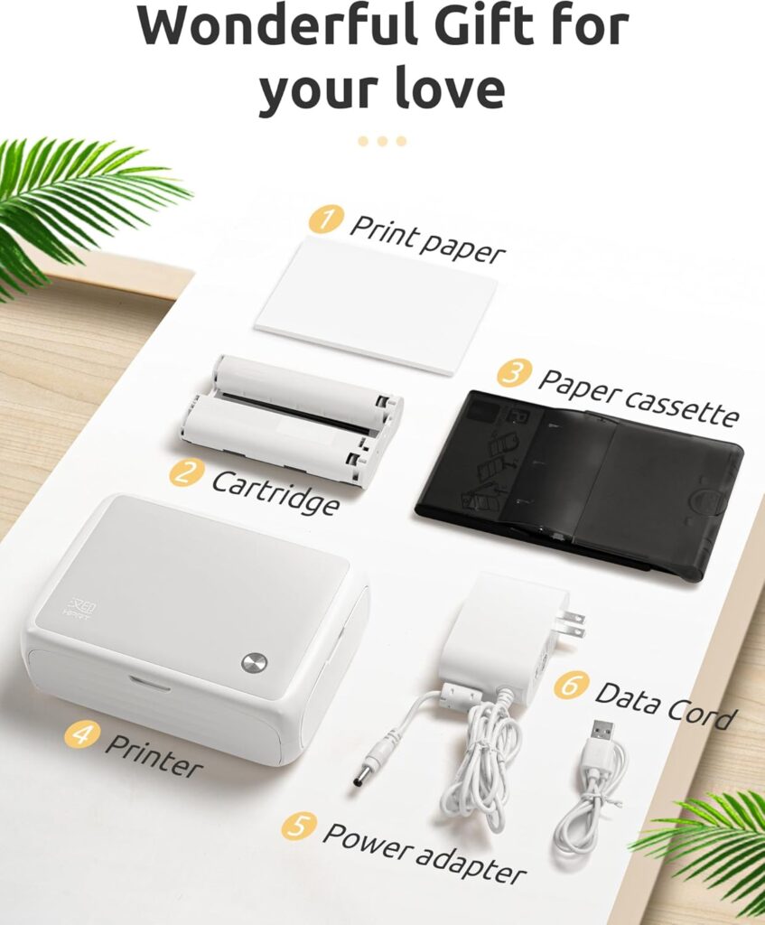 HPRT 4x6 Photo Printer, Instant Full Color Photo Printer for Phone/Laptop/MacBook, AR Video Printing, Thermal Dye Sublimation (10 Sheets Photo Paper Included)