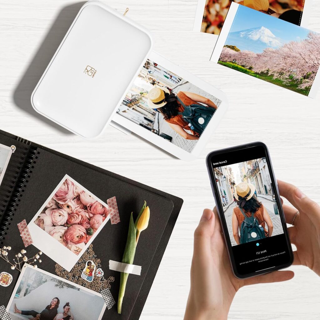 HPRT 4x6 Photo Printer with 108 Sheet Photo Paper 2 Ribbon, Desktop Instant Picture Printer for iPhone, Smartphone, Thermal Dye Sublimation, WI-Fi Connnecting, Home Use, Beige