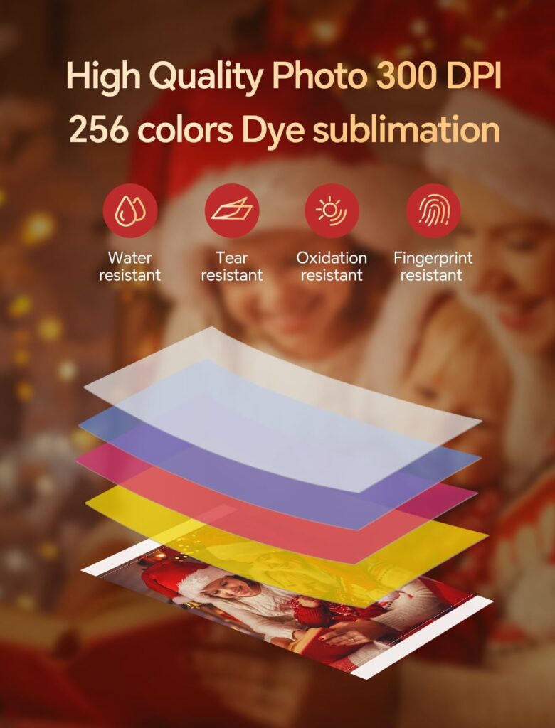 HPRT Photo Printer 4x6,+108Sheets2ribbon,Instant Picture Printer for iPhone, Android, Smartphone,Portable Photo Printers for Home Use,Thermal Dye-Sublimation, AR Video Printing（White）