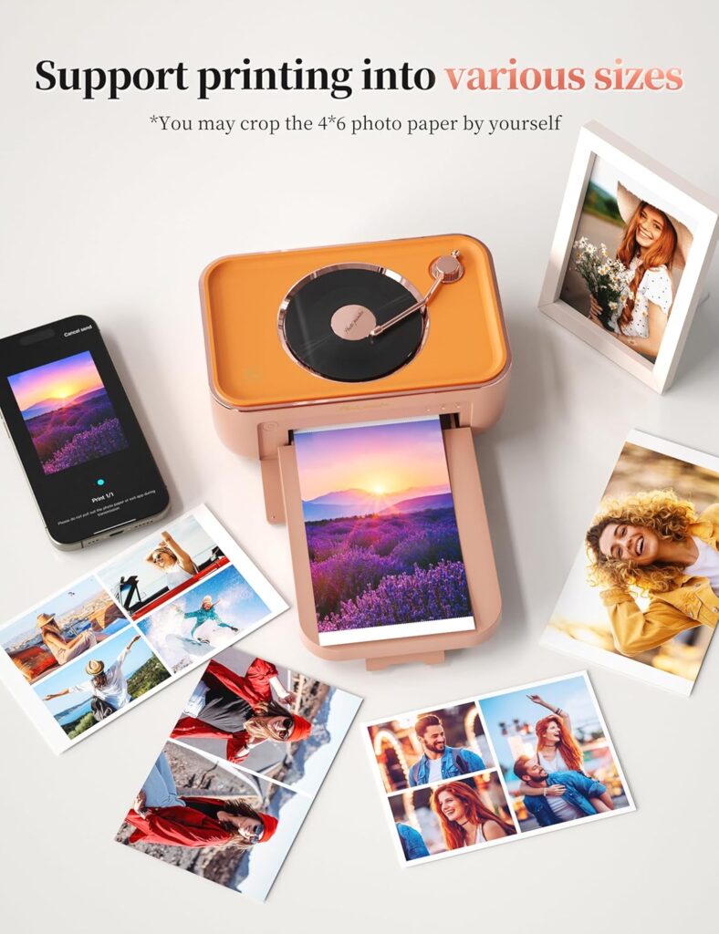 HPRT Photo Printer 4x6,+20 Sheets1Ribbon Pink, Audio Function Wi-Fi Wireless Photo Printers, Portable Instant Picture Printer for iPhone, Android, Thermal Dye-Sublimation, AR Video Printing