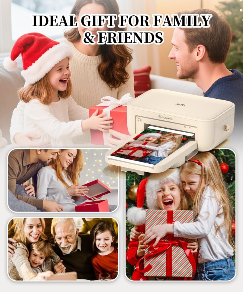 iDPRT Photo Printer 4x6,Bluetooth Instant Picture Printer with 108 Sheets  2 Ribbons - Dye Sublimation Color Photo Printers for iPhone,Android,Smartphone,AR Video PrintingHome Photo Prints Gift