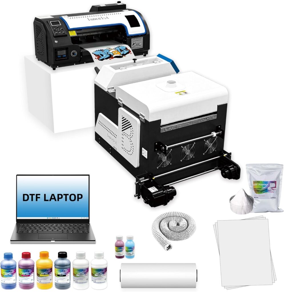 Lancelot A3 M1630 Pro DTF Printer Bundle:A3 Xp600 DTF Printing Machine With Roll Feeder,White Ink Circulation,Built-In Automatic Film Cutter System For T-shirt Printing(Printer+Laptop+Oven+Consumable)