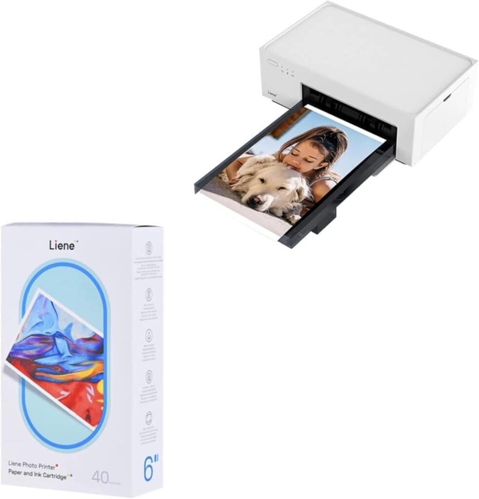 Liene 4x6 Photo Printer Bundle (60 pcs +2 Ink Cartridges), Wi-Fi Picture Printer, Photo Printer for iPhone, Android, Smartphone, Computer, Dye-Sublimation, Portable Photo Printer for Home Use
