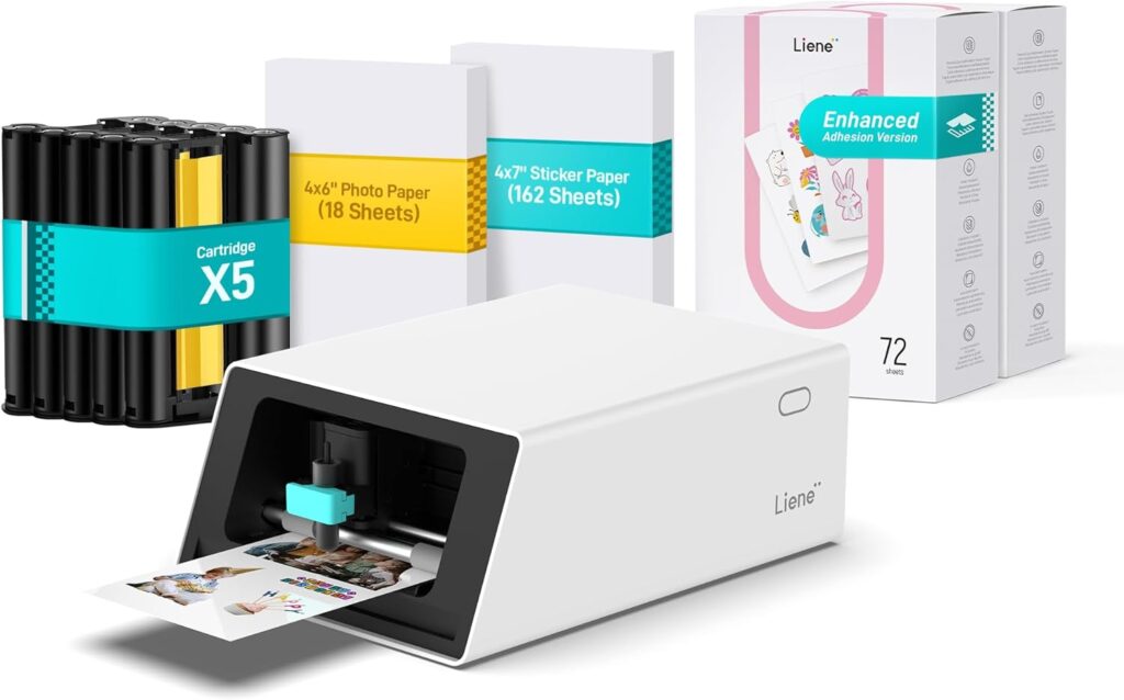 Liene PixCut S1 Creator Mega Pack - All-in-One Sticker Maker Machine for DIY Crafts, Custom Labels  Gifts, Thermal Dye-Sublimation, 300 DPI Prints, Precise AI Auto-Cutting
