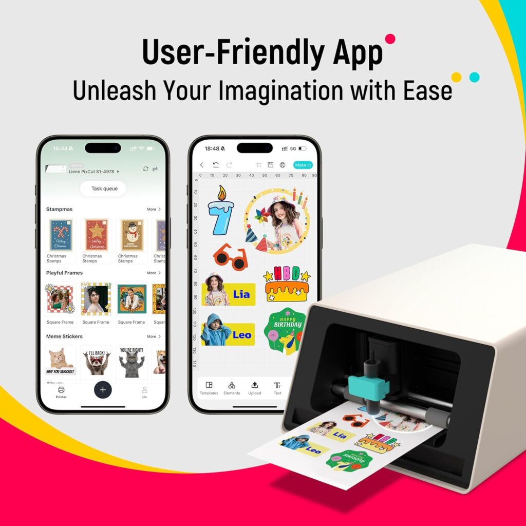 Liene PixCut S1 Ultimate Pro Pack - All-in-One Sticker Maker Machine for Custom Stickers, High-Volume PrintingProfessional-Grade Photos, Thermal Dye-Sublimation, 300 DPI Prints, Precise