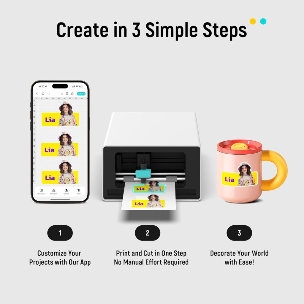 Liene PixCut S1 Ultimate Pro Pack - All-in-One Sticker Maker Machine for Custom Stickers, High-Volume PrintingProfessional-Grade Photos, Thermal Dye-Sublimation, 300 DPI Prints, Precise