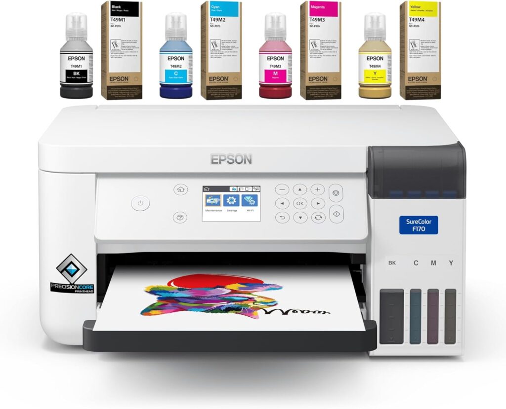 makerflo Epson SureColor F170 Sublimation Printer – Professional Dye Sublimation for Tumblers, T-Shirts, Mugs, Keychains – Desktop Inkjet Printer for Mac  Windows