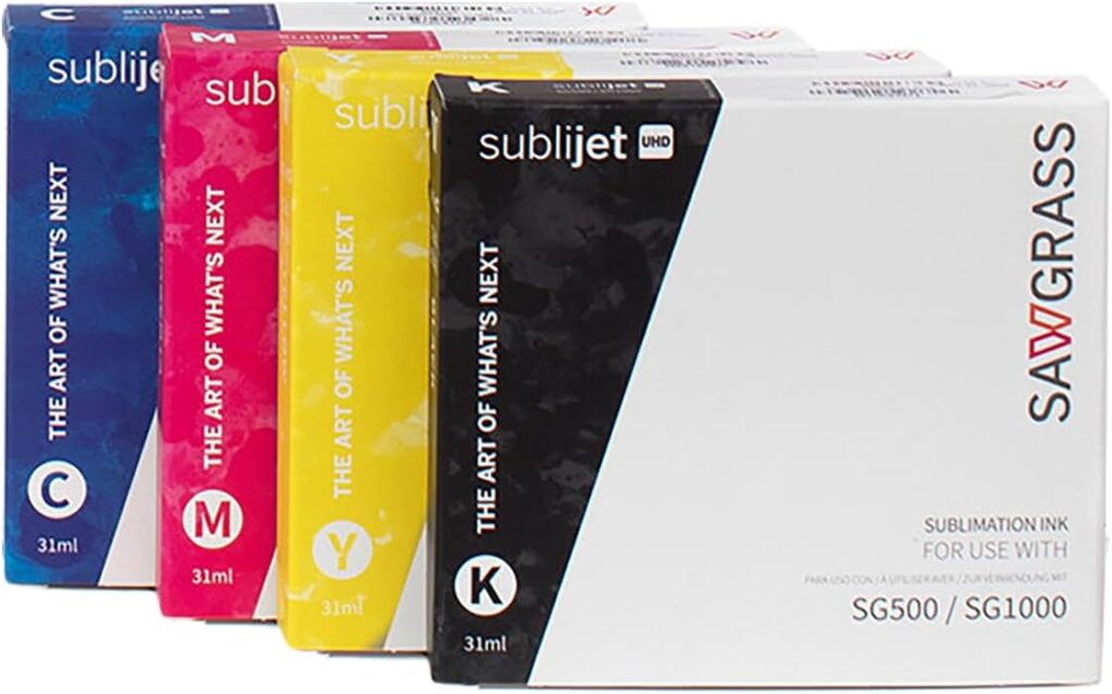 Sawgrass SubliJet UHD Sublimation Ink Cartridge - Black, Cyan, Magenta, Yellow 4 Pack - High-Performance Ink for SG500  SG1000 Sublimation Printers - Long-Lasting, High-Viscosity Gel Ink