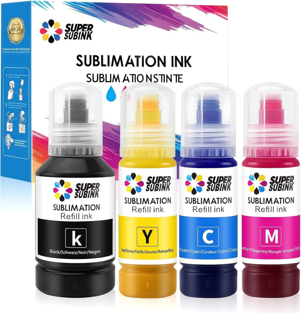 Sublimation Ink 502 522 Refilled Bottles for Ecotank ET-2803 ET-2800 ET-2840 ET-2850 ET-4800 ET-15000 Inkjet Printer Heat Press Transfer Ink