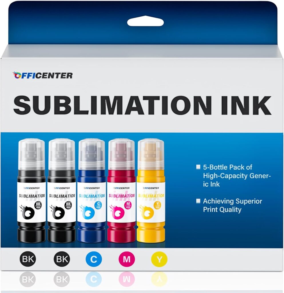 Sublimation Ink Compatible for Ecotank ET-2800 ET-2803 ET-2840 ET-4700 ET-4800 ET-2400 ET-2720 ET-15000 ET-2850 ET-2750 ET-2760 Inkjet Printers Sublimation Ink for Heat Press Transfer on Mugs T-Shirts