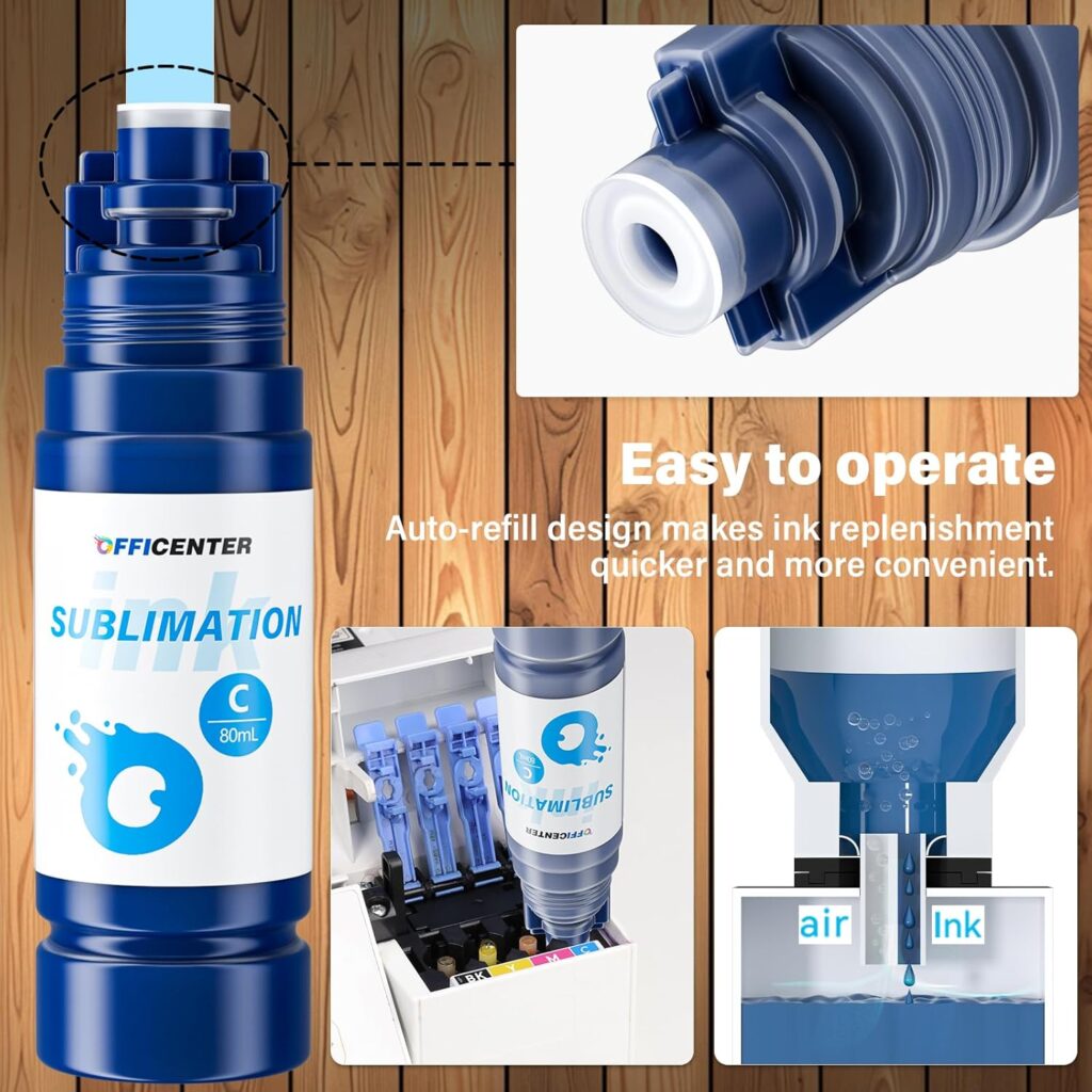 Sublimation Ink Compatible for Ecotank ET-2800 ET-2803 ET-2840 ET-4700 ET-4800 ET-2400 ET-2720 ET-15000 ET-2850 ET-2750 ET-2760 Inkjet Printers Sublimation Ink for Heat Press Transfer on Mugs T-Shirts