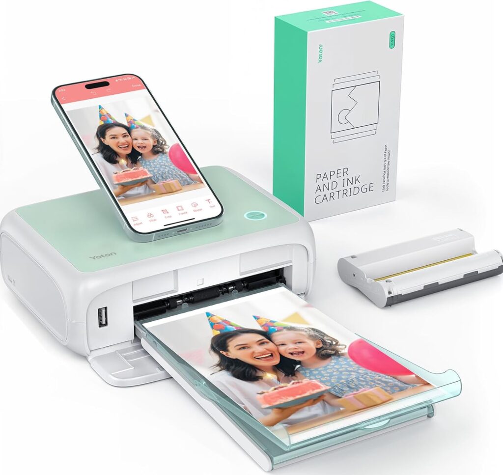 YOTON Photo Printer, Picture Printer with 54 Sheets (4x6)  1 Cartridges, Support AR Video Printing, Wi-Fi Connection, Portable Photo Printer for iPhone/Android/Laptop