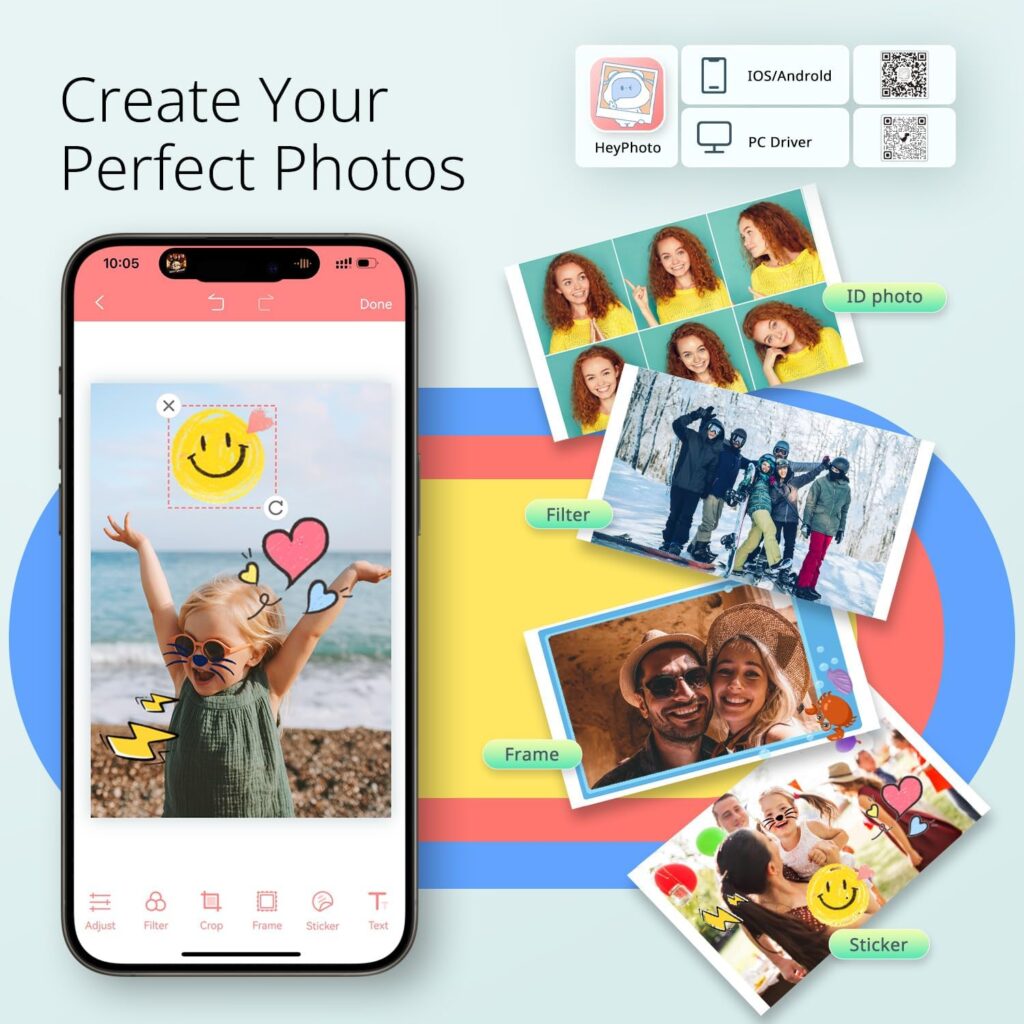 YOTON Photo Printer, Picture Printer with 54 Sheets (4x6)  1 Cartridges, Support AR Video Printing, Wi-Fi Connection, Portable Photo Printer for iPhone/Android/Laptop
